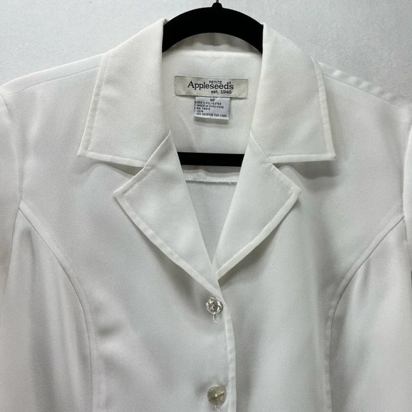 Appleseed's Blazer Womens Size 6P Notch Single Breasted Long Sleeve White - Picture 2 of 10